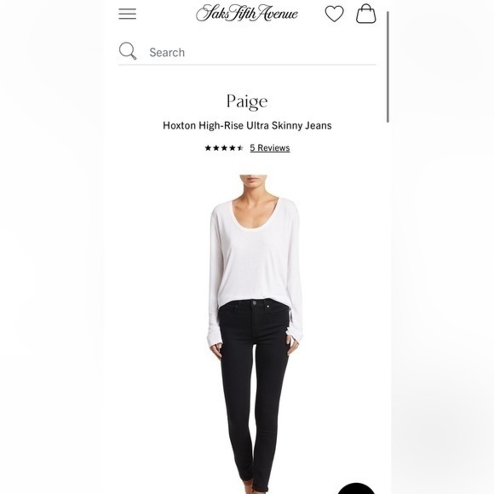 PAIGE Hoxton High-Rise Ultra Skinny Jeans (Black, size 29)